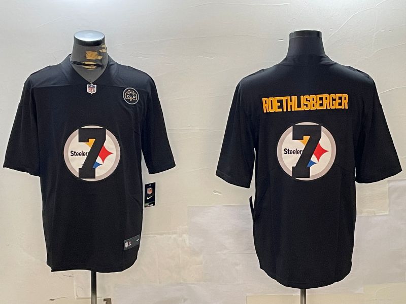Men Pittsburgh Steelers #7 Roethlisberger Black Fashion 2024 Nike Limited NFL Jersey style 5->pittsburgh steelers->NFL Jersey